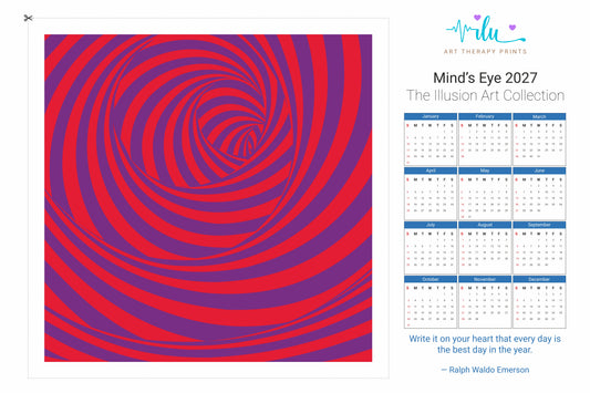 2027 Wall Calendar 2-in-1 – Cut & Frame Modern Illusion Art Print - Ilu Art Therapy