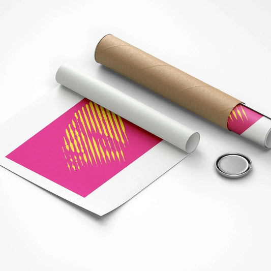 Roll of paper with pink design and cardboard tube on a white background
