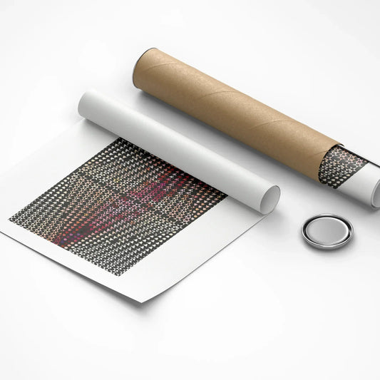 Roll of woven material with a sample on a white background