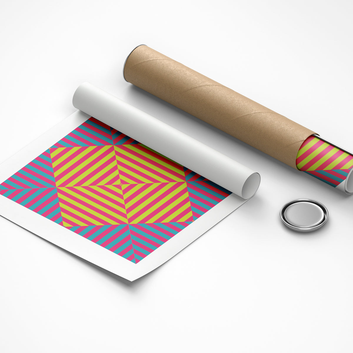 Pink, Lime & Teal Kinetic Op-Art Print