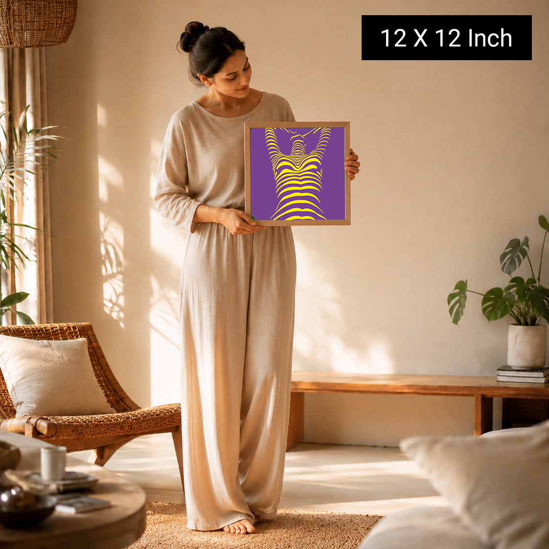Contour & Current – Abstract Female Torso Wave Framed Art Print