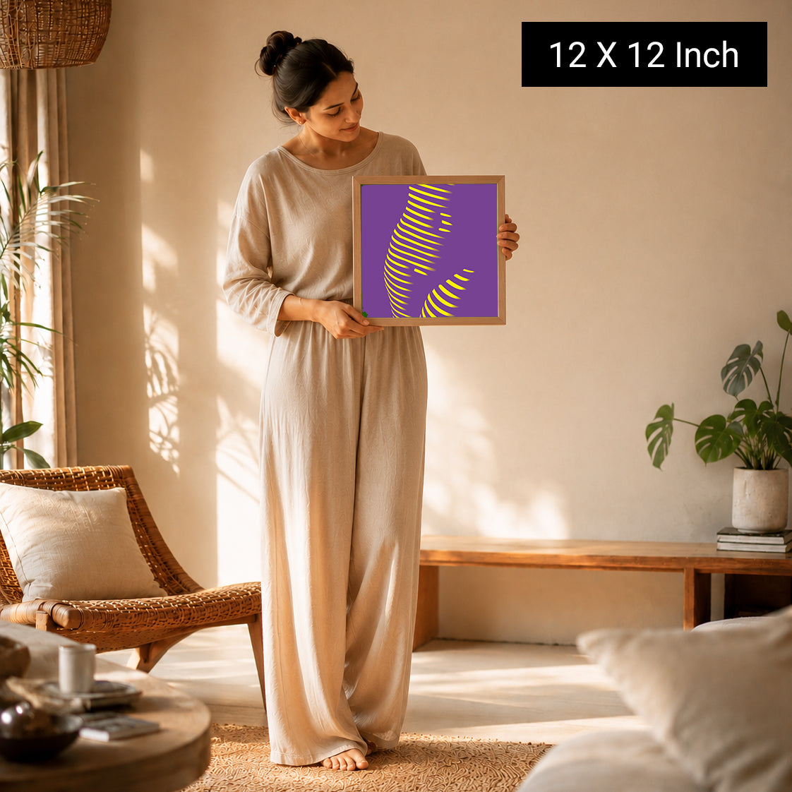Golden Horizon – Minimalist Hip Contour & Flow Framed Fine Art Print