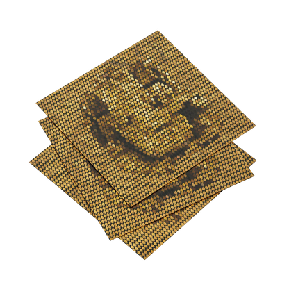 Three woven placemats with a smiley face design on a white background