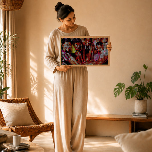 elegant spiritual painting for relaxing bedrooms and wellness home decoration