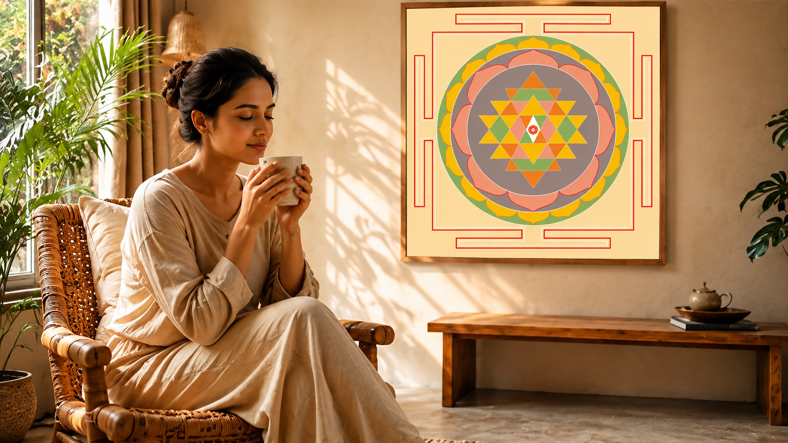 stress relief wall painting for mindful lifestyle and calming room design