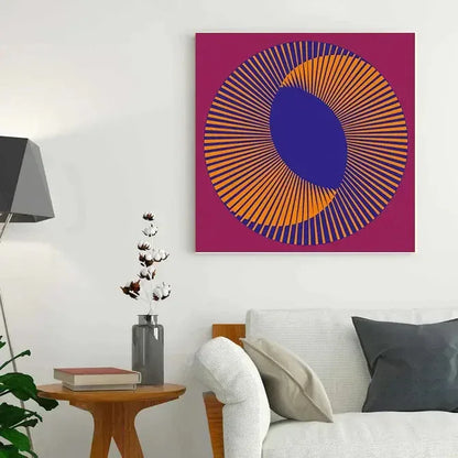 Living room with a colorful abstract painting on the wall
