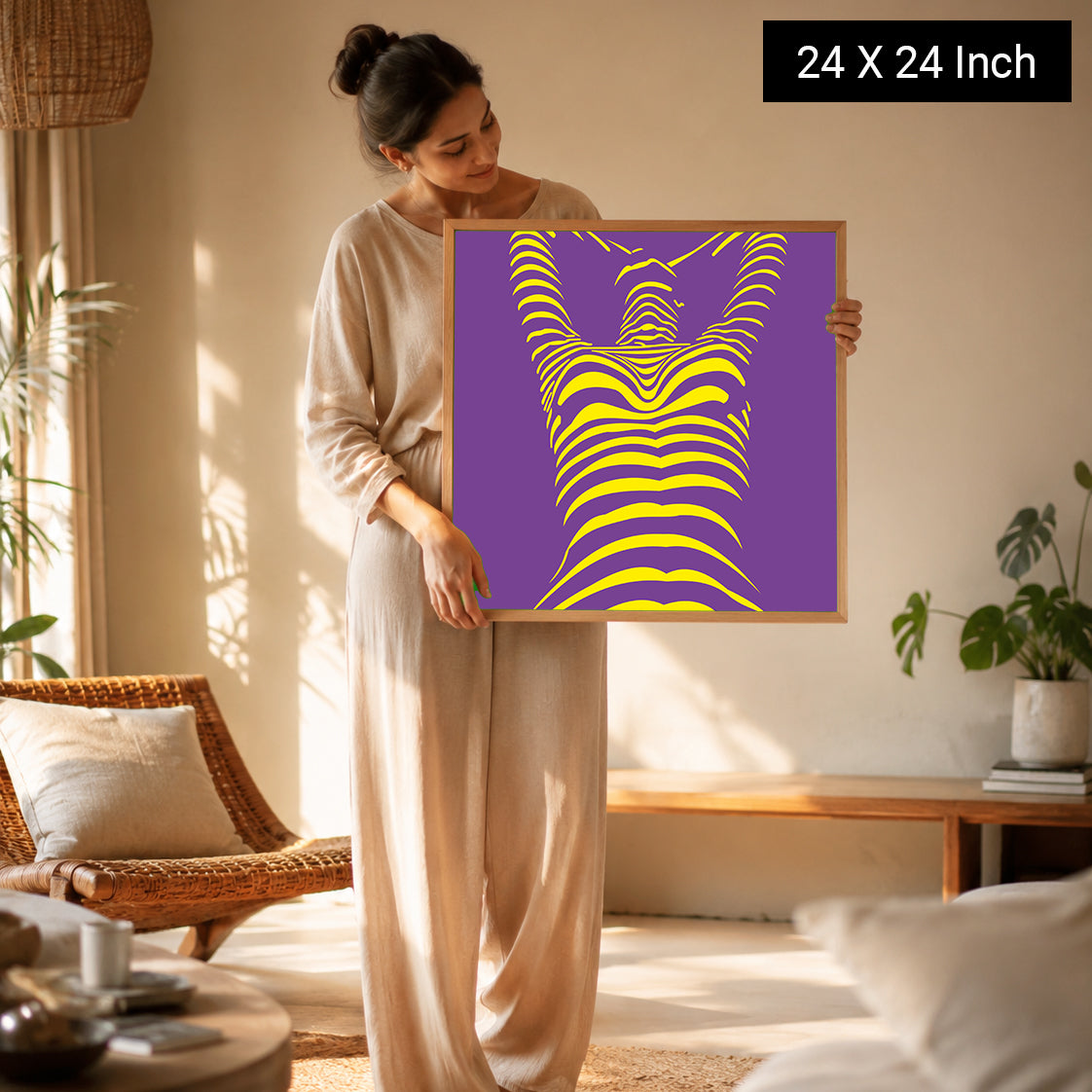 Contour & Current – Abstract Female Torso Wave Framed Art Print