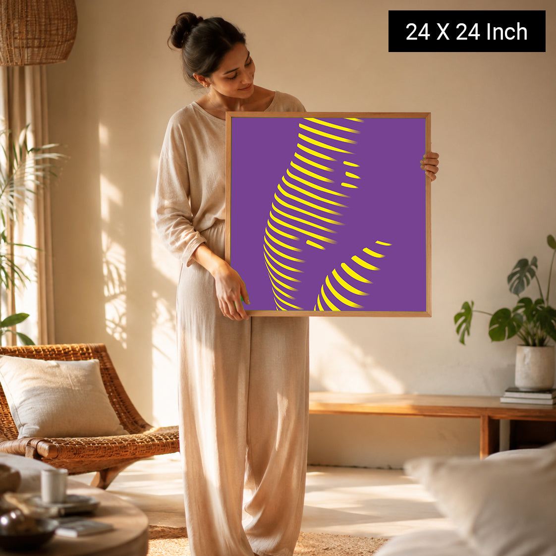 Golden Horizon – Minimalist Hip Contour & Flow Framed Fine Art Print