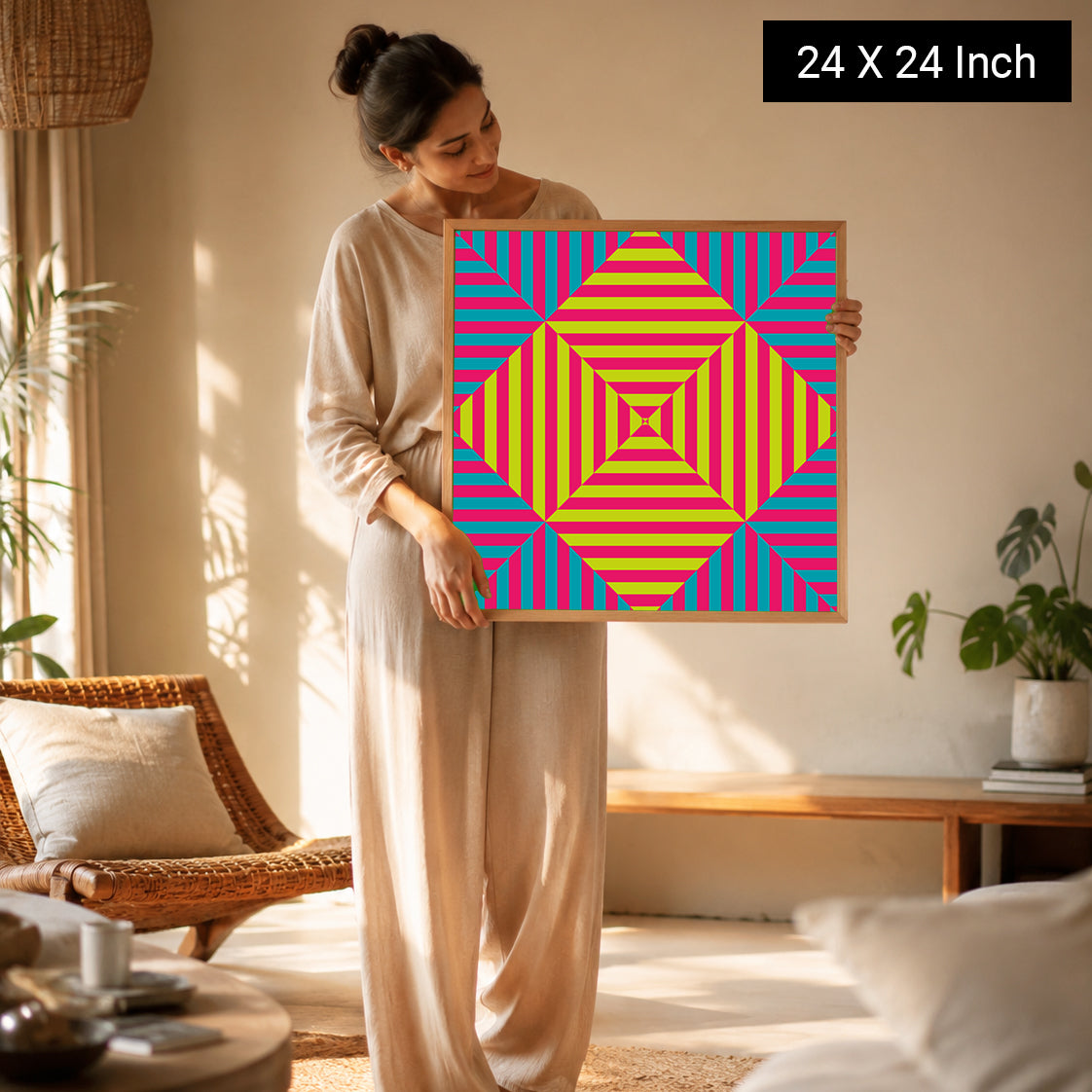 Pink, Lime & Teal Kinetic Op-Art Print