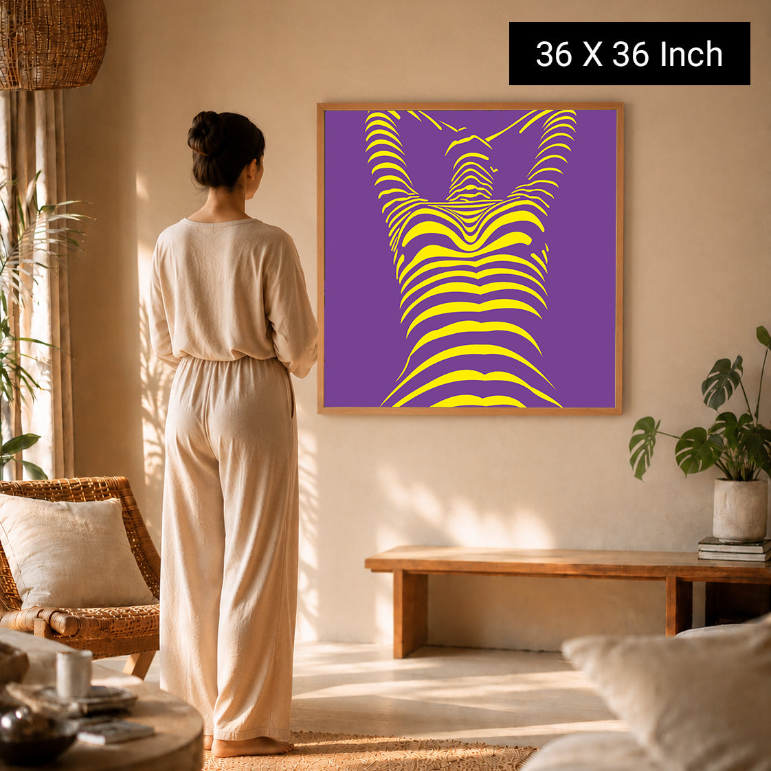 Contour & Current – Abstract Female Torso Wave Framed Art Print
