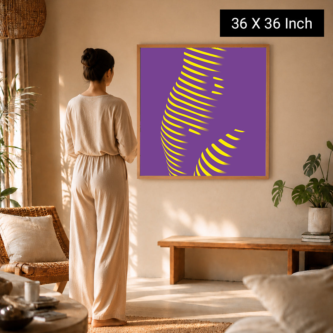 Golden Horizon – Minimalist Hip Contour & Flow Framed Fine Art Print