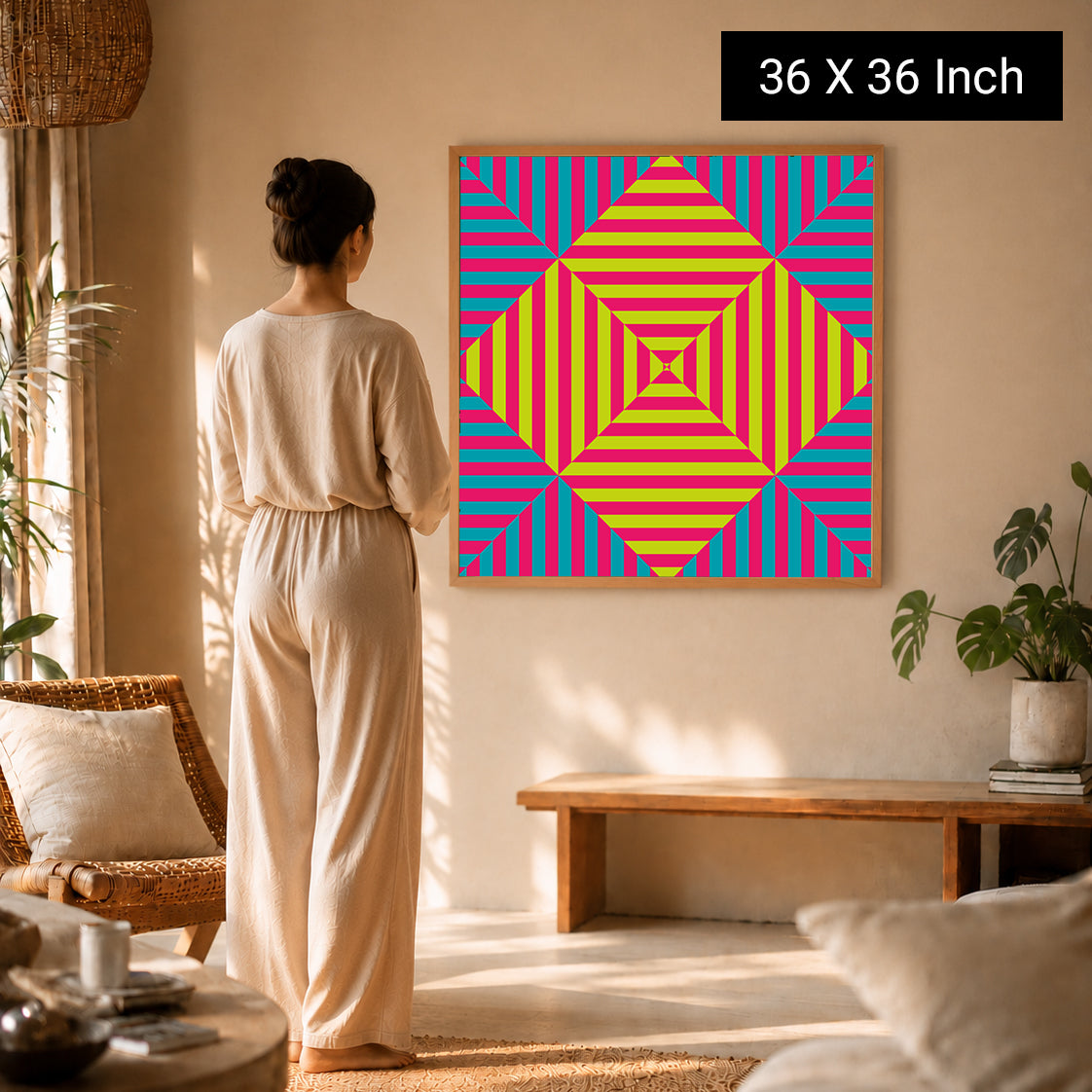 Pink, Lime & Teal Kinetic Op-Art Print