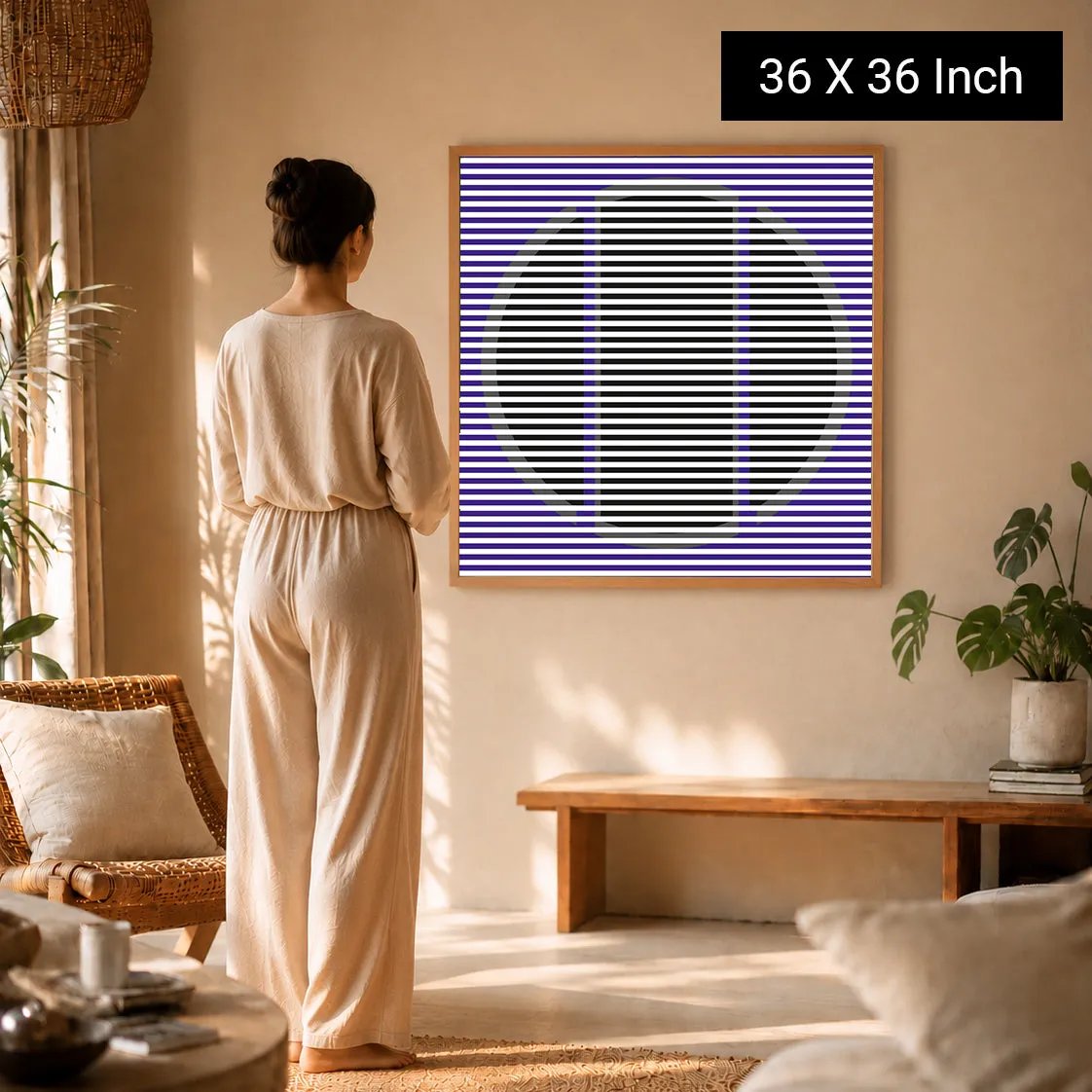 Therapeutic Wall Art by Ilu Art Therapy, 36x36 inch, featuring a geometric design in purple and black, enhancing wellness spa