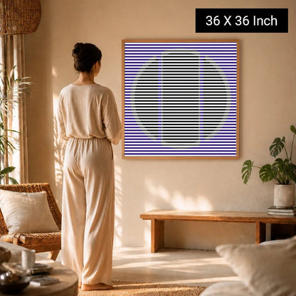 Therapeutic Wall Art by Ilu Art Therapy, 36x36 inch, featuring a geometric design in purple and black, enhancing wellness spa
