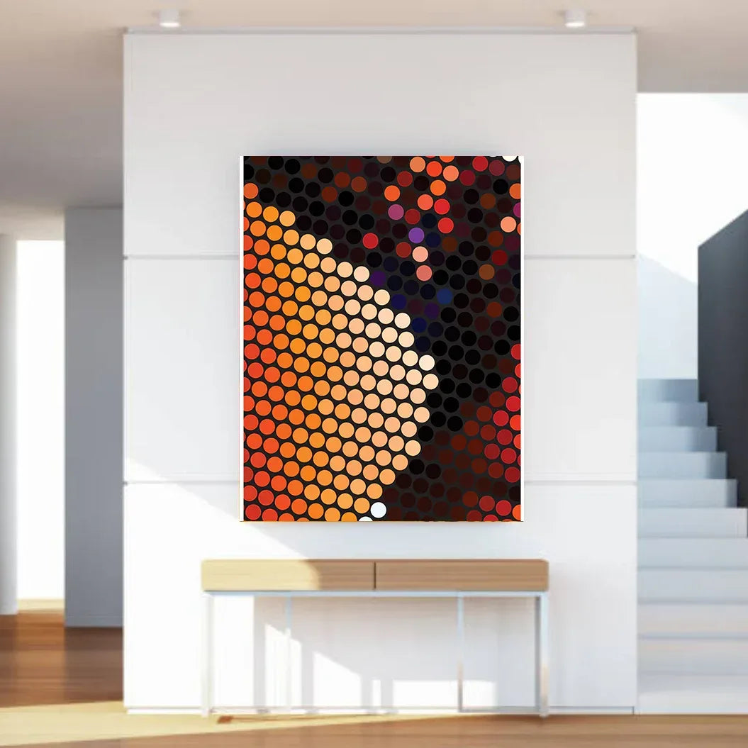 Colorful abstract wall art in a modern interior setting