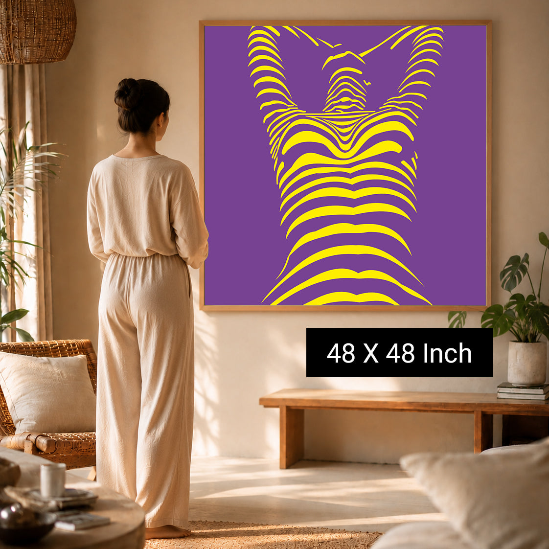 Contour & Current – Abstract Female Torso Wave Framed Art Print