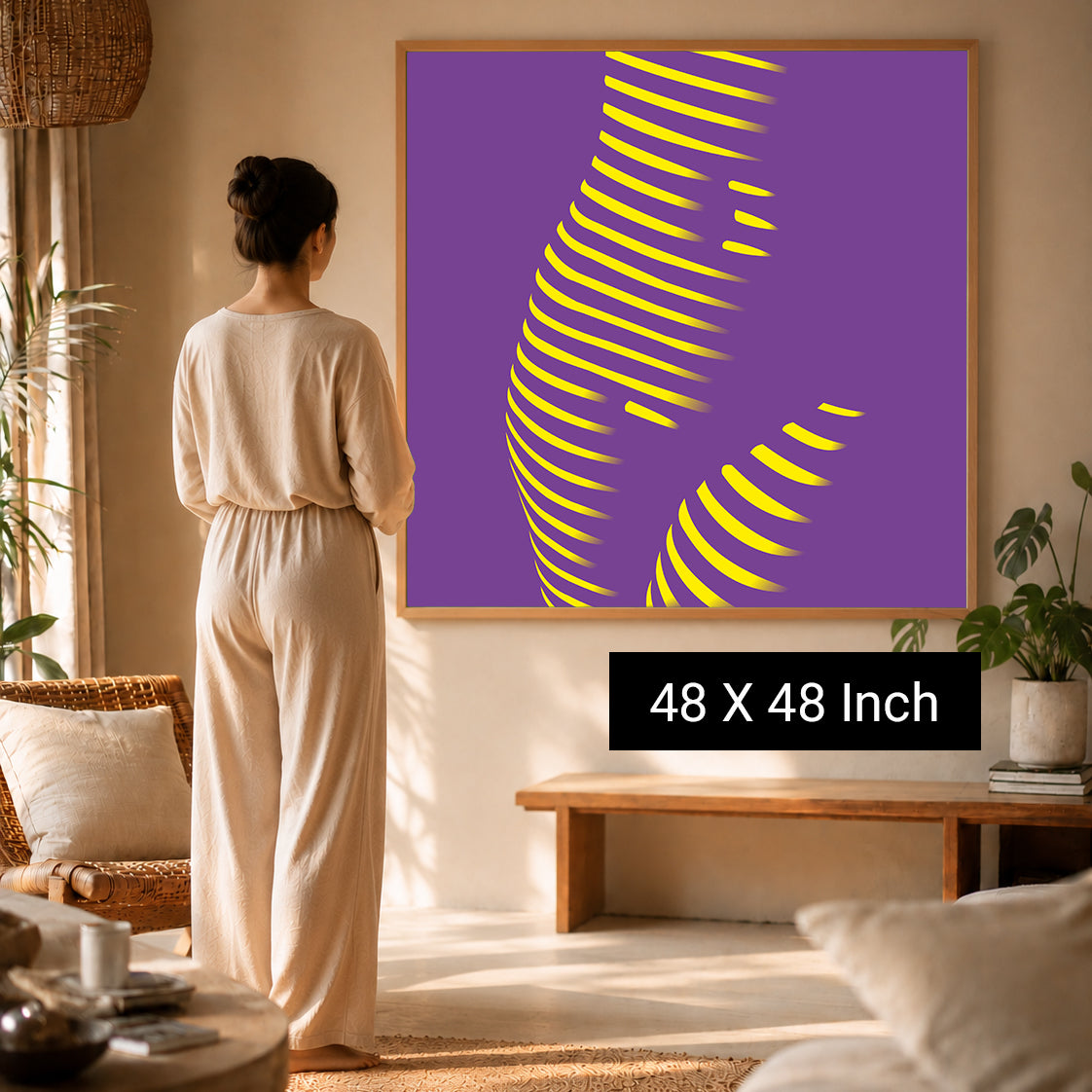Golden Horizon – Minimalist Hip Contour & Flow Framed Fine Art Print
