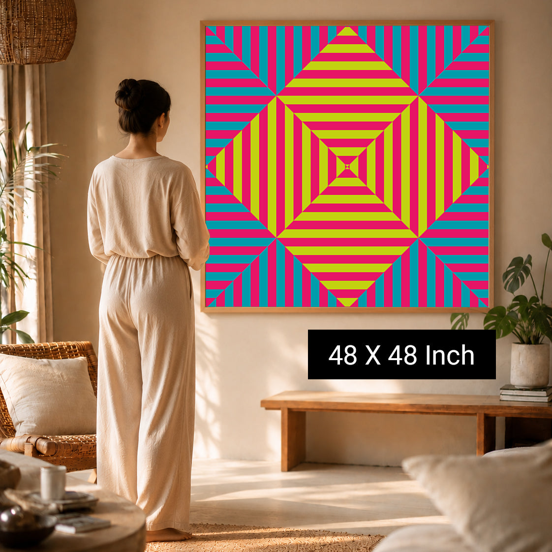 Pink, Lime & Teal Kinetic Op-Art Print