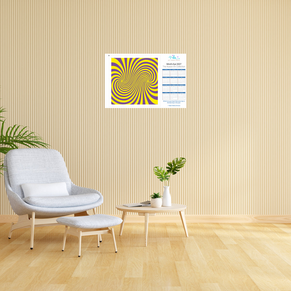 2027 Calendar Art Print | Detachable Illusion Artwork | 2-in-1 Wall Art Decor - Ilu Art Therapy