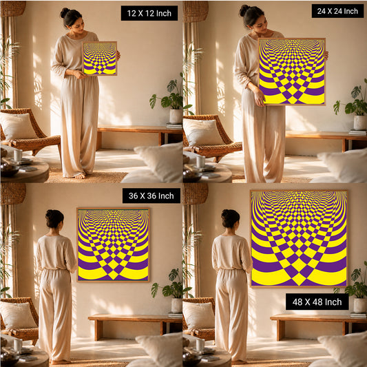 Therapeutic meditation prints by Ilu Art Therapy, displayed in various sizes, enhancing yoga and therapy spaces.