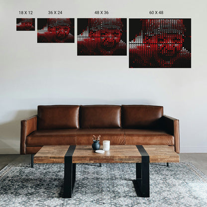 Gentle bilateral artwork displayed in a softly lit EMDR therapy room.