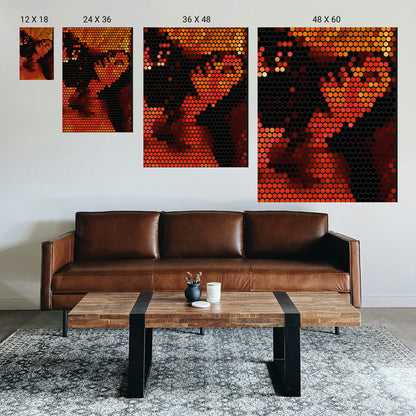 Circular stippling pattern print used as a visual meditation point in a wellness studio