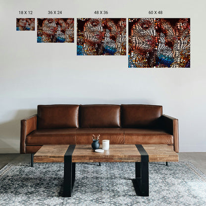 Open‑plan office quiet zone with minimal therapeutic print on a muted wall.