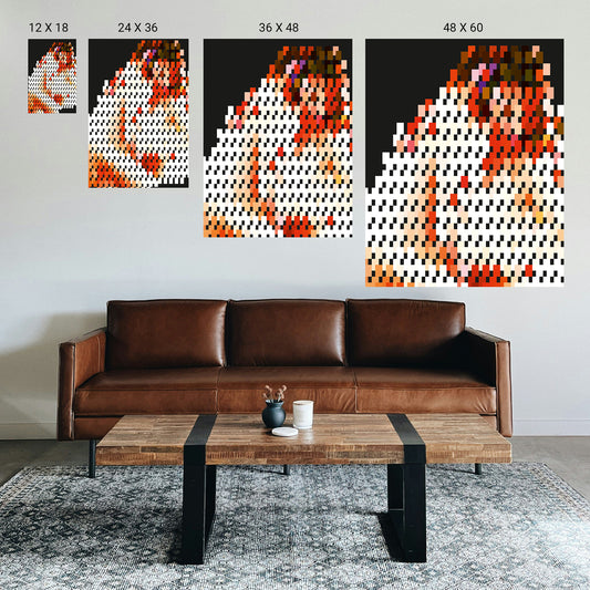 Contemplative abstract symmetry print featured as the main focal point in a mental health clinic