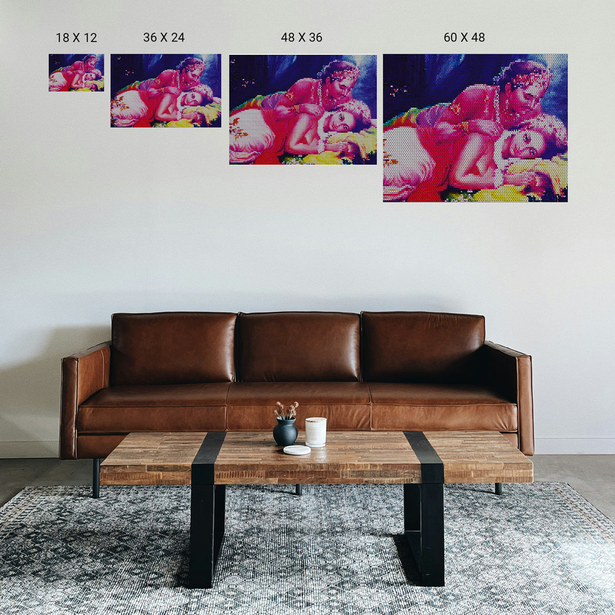 Wellness clinic corridor using repeated prints to create continuity and calm.