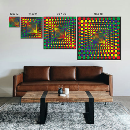 Layout diagram showing optimal placement of focal‑point art in a therapy room.