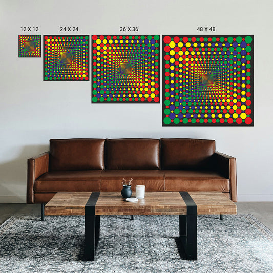 Layout diagram showing optimal placement of focal‑point art in a therapy room.
