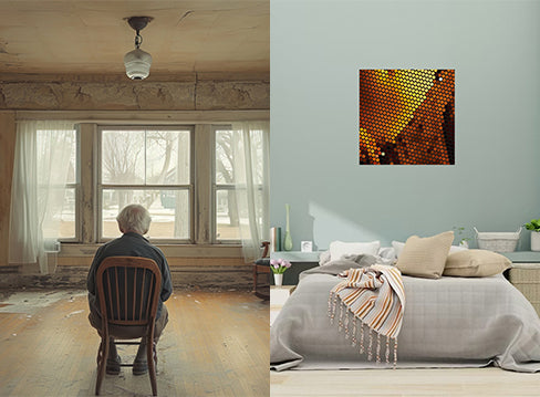 Functional medicine clinic showing a discreet therapeutic print near the chart wall.