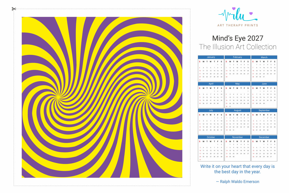 2027 Calendar Art Print | Detachable Illusion Artwork | 2-in-1 Wall Art Decor - Ilu Art Therapy