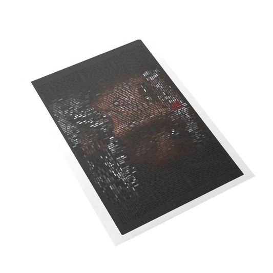 Black textured mat with a white border on a white background