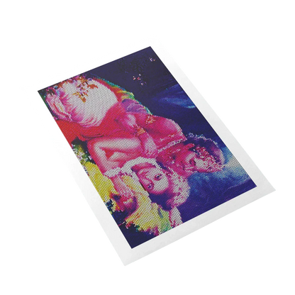 Colorful cross-stitch pattern on a white background