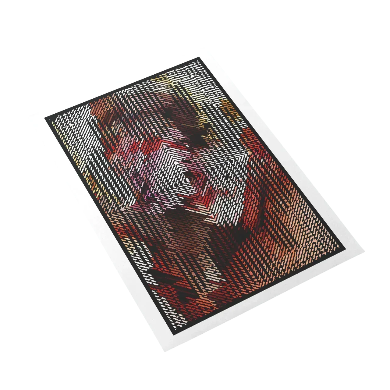 Abstract art print with geometric pattern on a white background