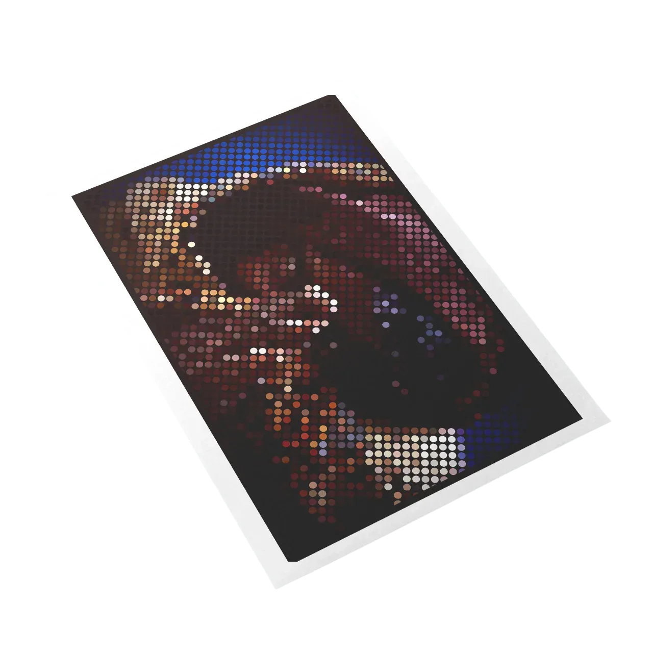Pixelated image of a person on a black background