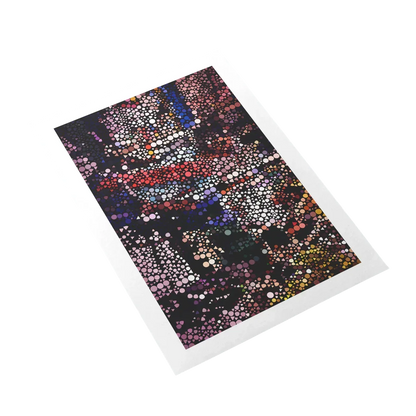 Notebook with colorful dot pattern on a white background