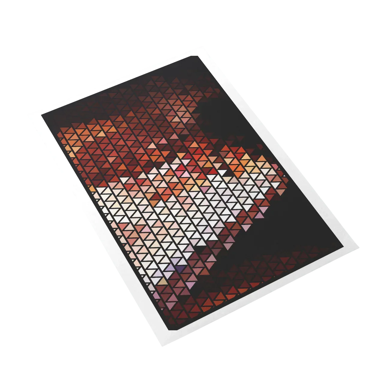 Geometric patterned notebook with a white border on a white background