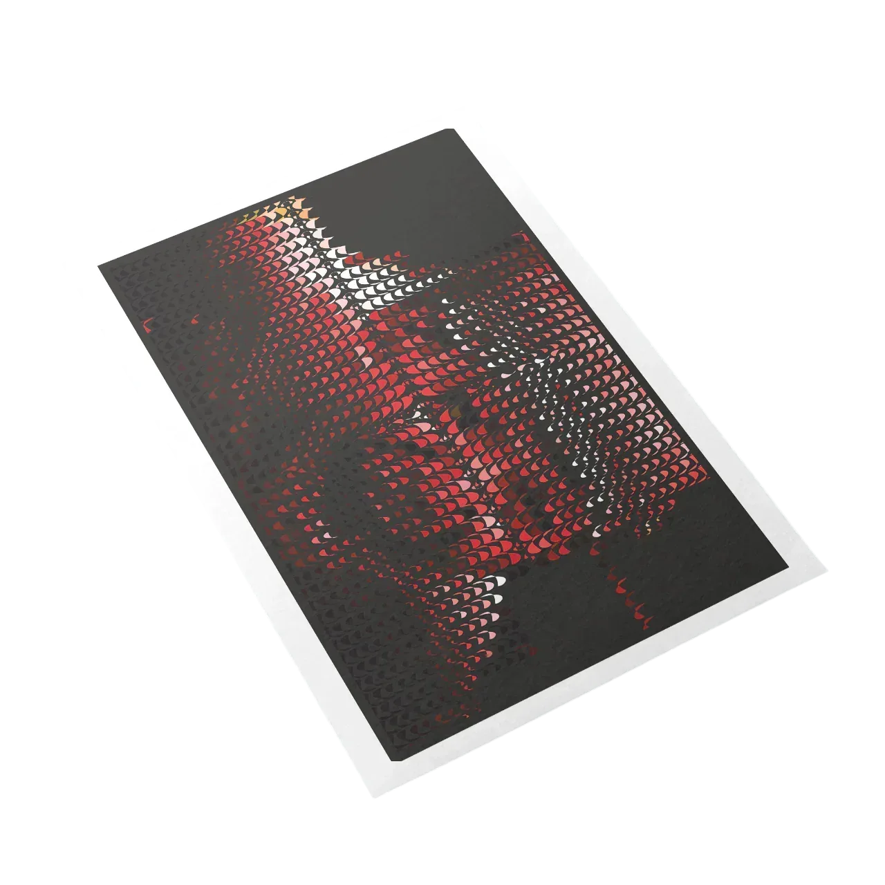Notebook with red and black pattern on a white background