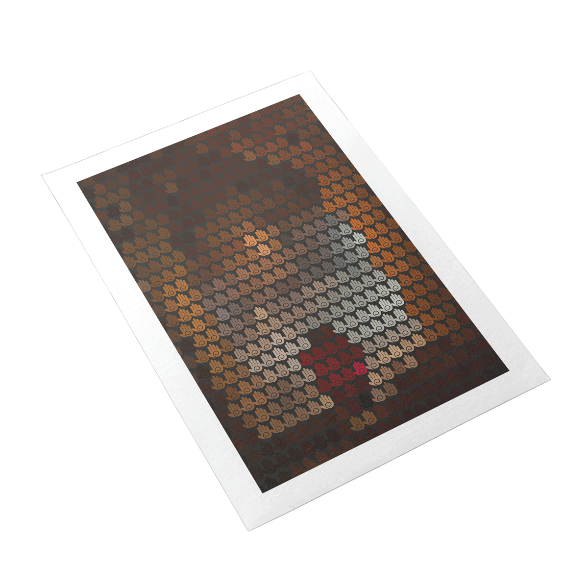 Pixelated art of a bear on a white background