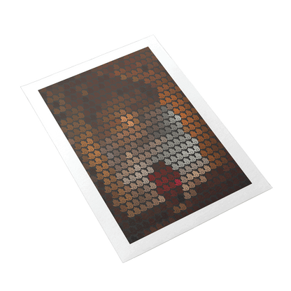 Pixelated art of a bear on a white background