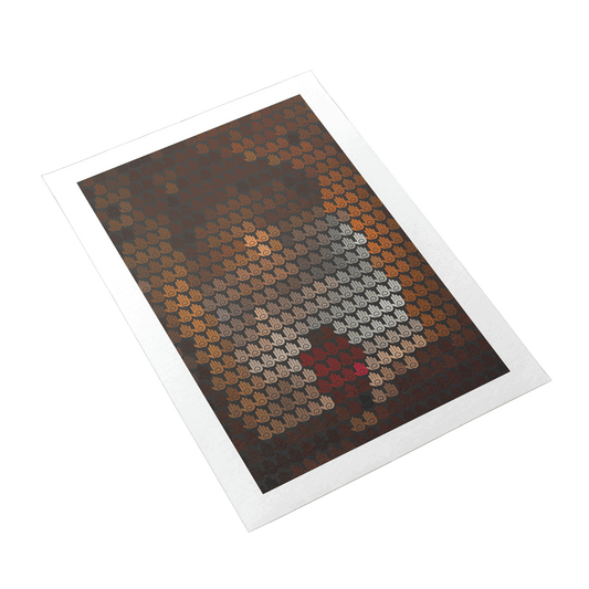 Pixelated art of a bear on a white background