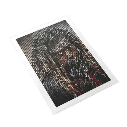 Textured fabric swatch with a plaid pattern on a white background