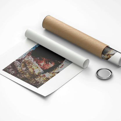Roll of paper with a printed design on a white background