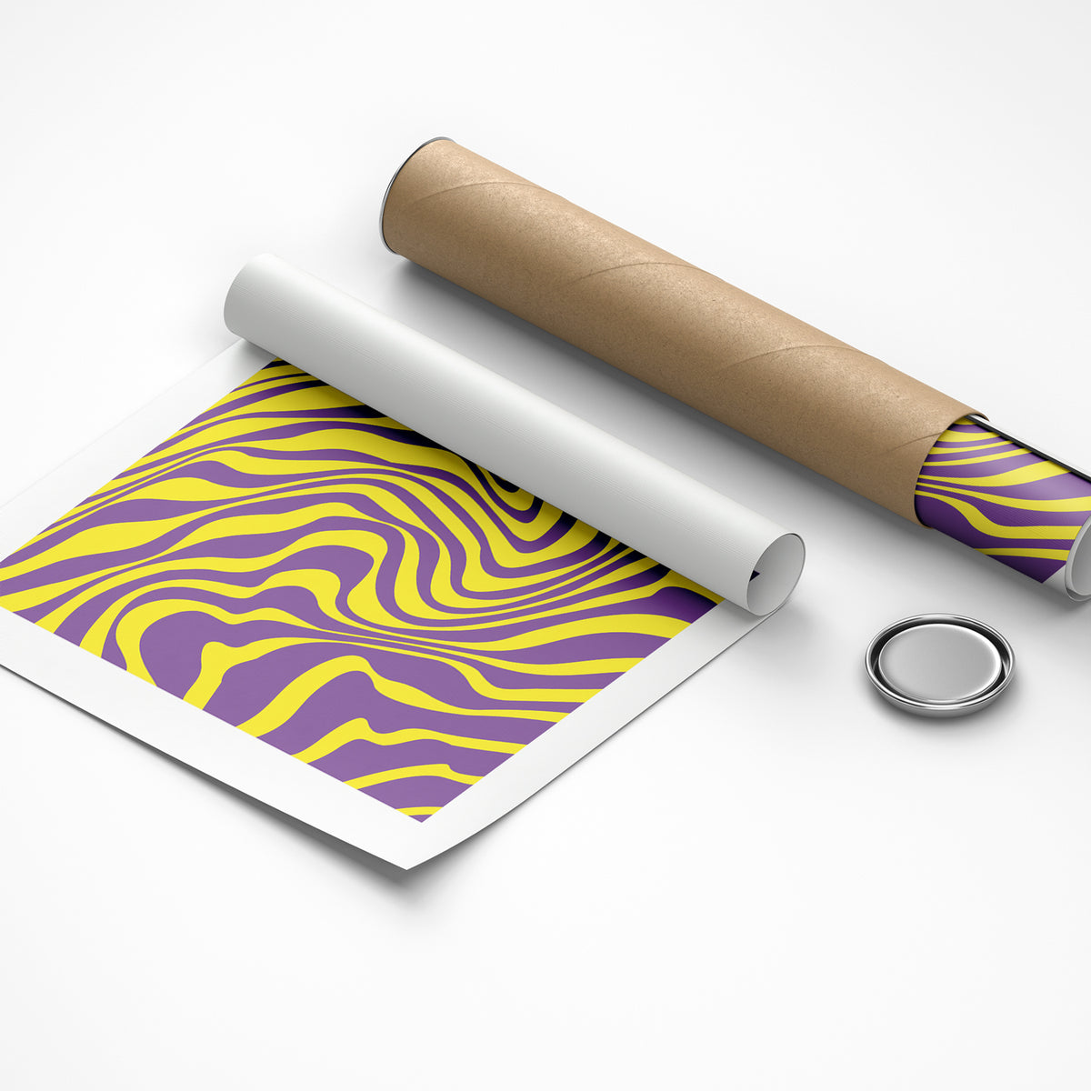 Electric Ripple | Yellow and Purple Swirl Framed Fine Art Print