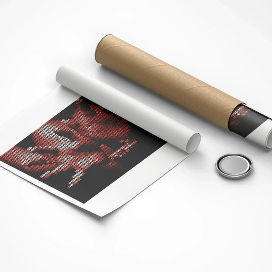 Roll of paper with a printed design on a white background