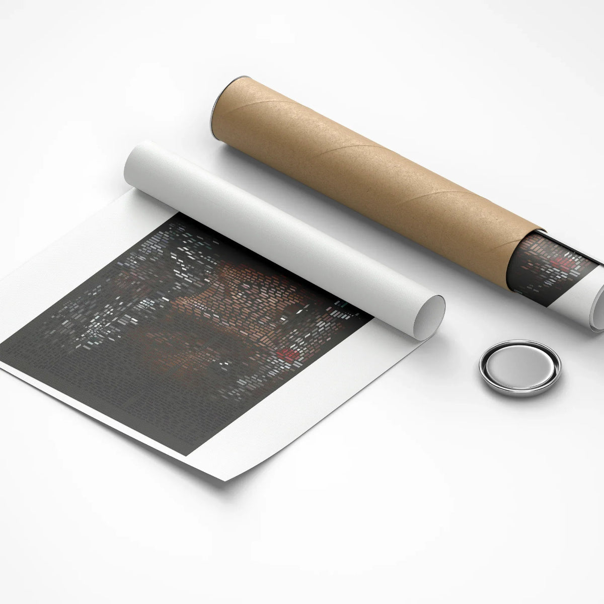 Roll of paper with a textured surface on a white background