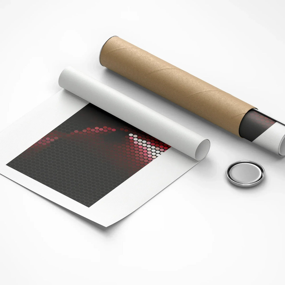 Roll of paper with a printed design on a white background