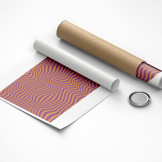 Session room with a low sofa and a large, softly colored symmetry artwork.